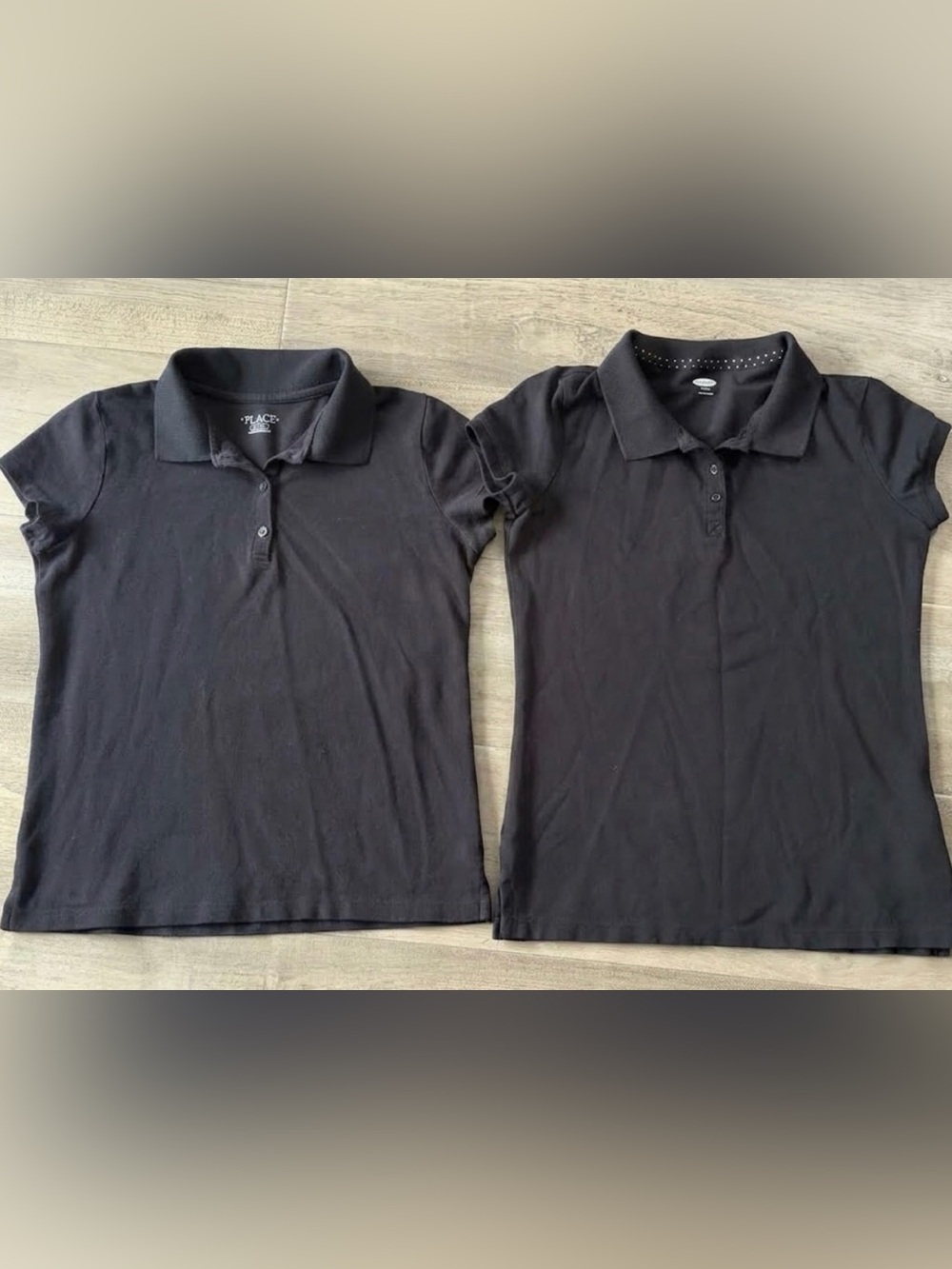 Lot of 2 Girls Black Short Sleeve School Uniform Polo Shirts Size XL (14)